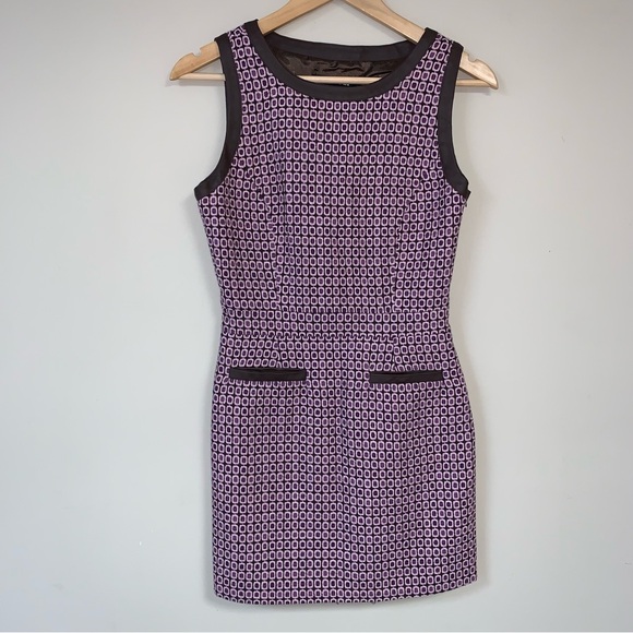 NWT Forever 21 Dress Womens Small Purple Retro Mod Tweed Pattern Pencil Business - Picture 1 of 8